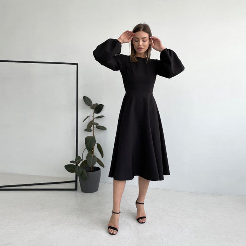Clistos elegant backless midi dress with bishop sleeves - View 8 | Clistos
