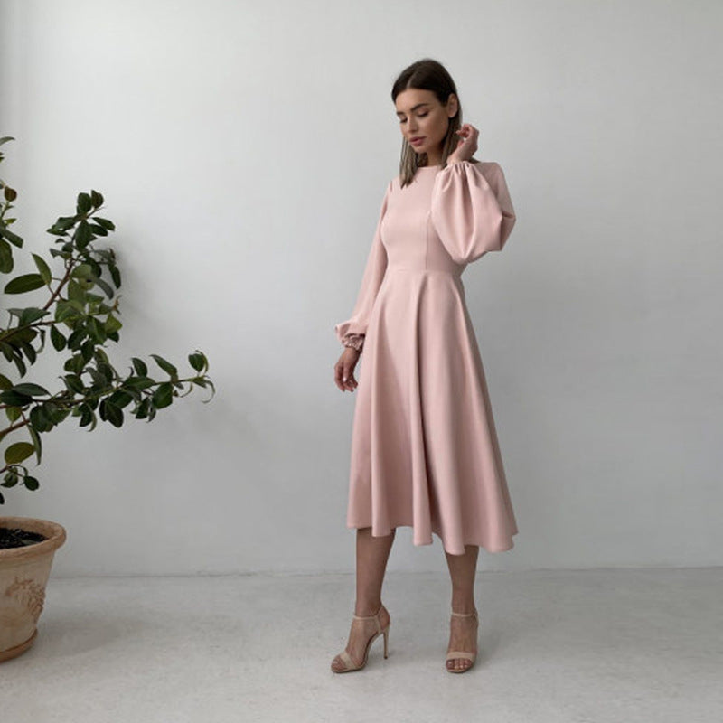 Clistos elegant backless midi dress with bishop sleeves - View 9 | Clistos