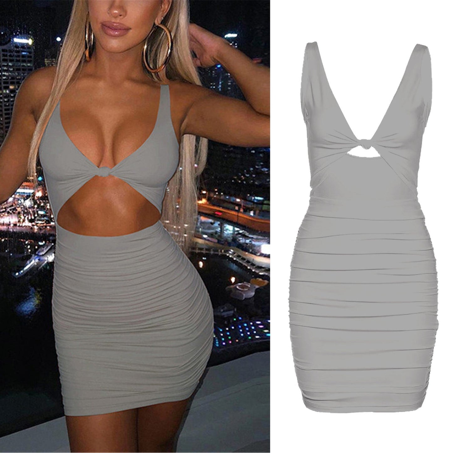 Sleeveless cutout bodycon mini dress - View 6 | Clistos