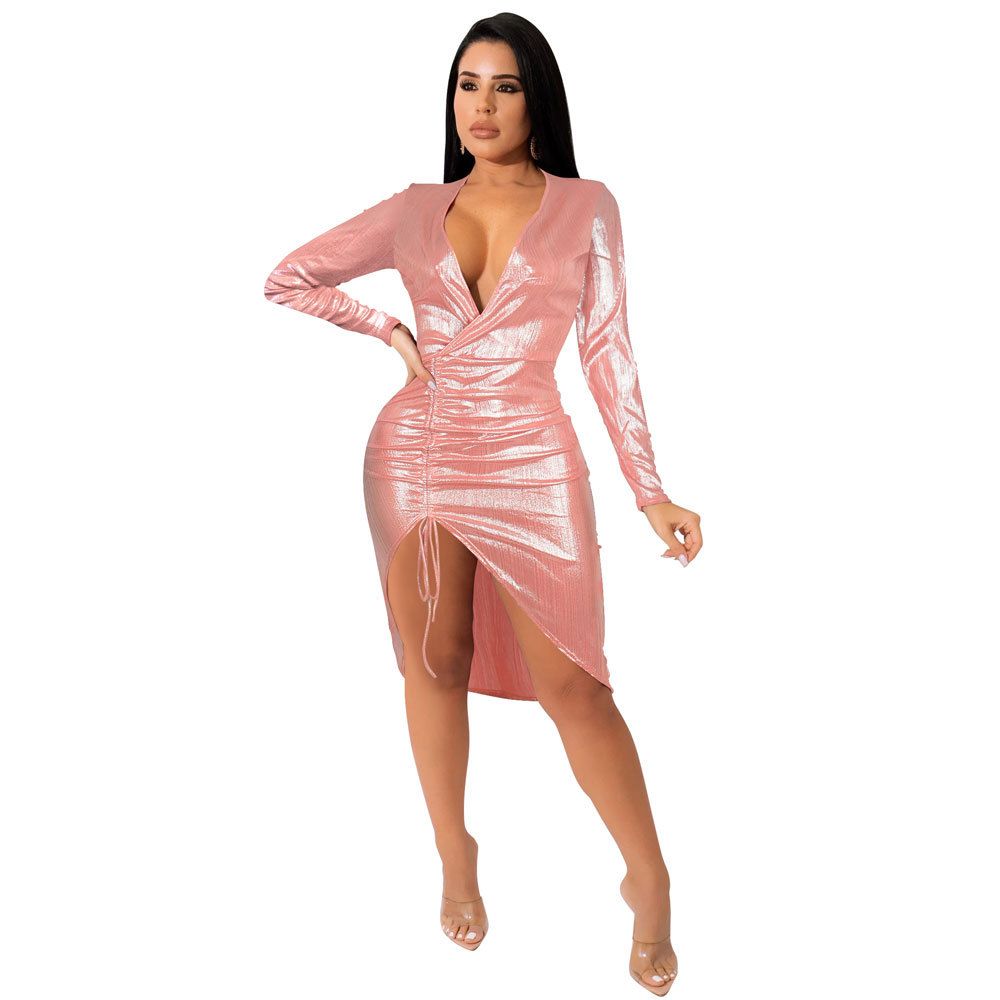 Clistos Plunge Neck Ruched Bodycon Midi Dress - View 11 | Clistos