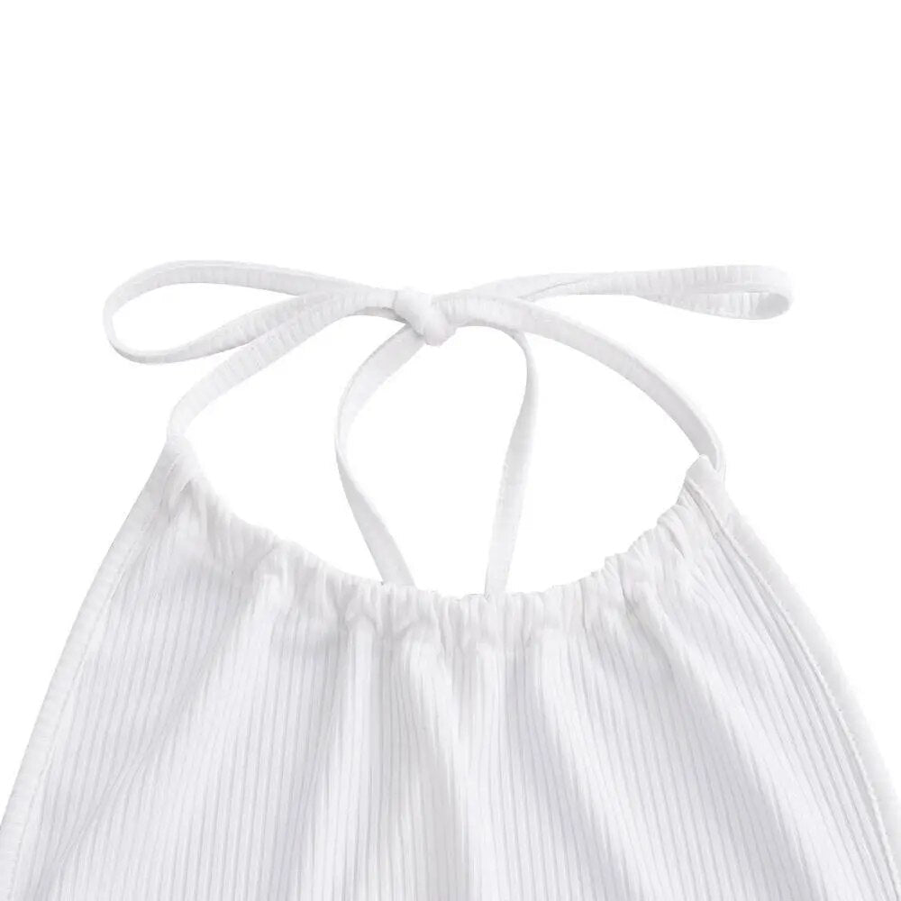 Elegant white halter backless bodycon mini dress - View 6 | Clistos