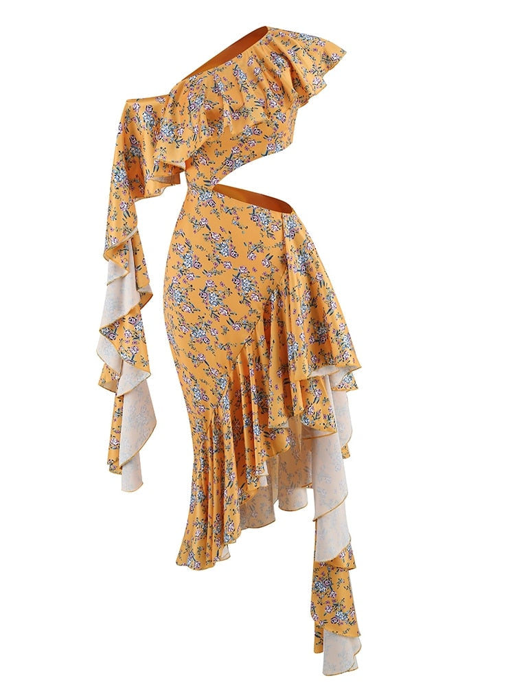 Asymmetrical Cutout Midi Dress - View 5 | Clistos