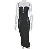 Strapless Sheer Panel Bodycon Midi Dress - View 6 | Clistos