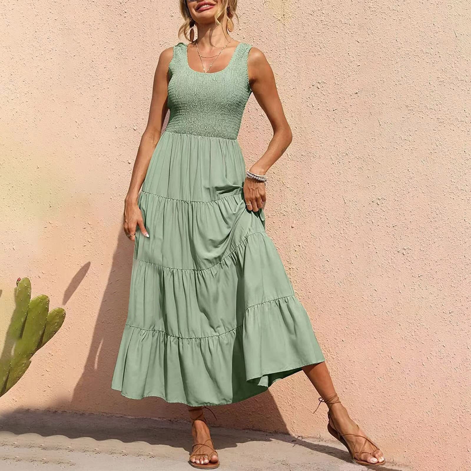Clistos Smocked Bodice A-Line Holiday Dress - View 6 | Clistos