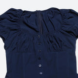 Navy square neck corset mini dress with puff sleeves - View 6 | Clistos