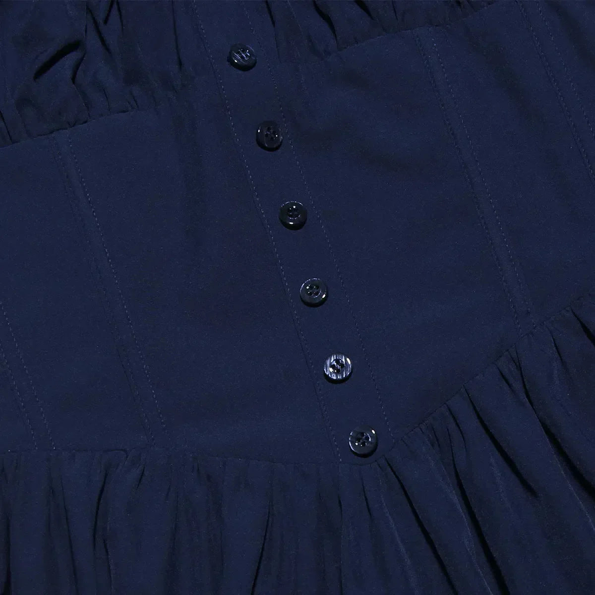 Navy square neck corset mini dress with puff sleeves - View 7 | Clistos