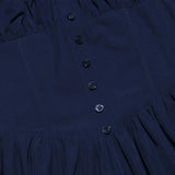 Navy square neck corset mini dress with puff sleeves - View 7 | Clistos