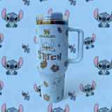 Stanley Stitch 40 oz Blue Tumbler with Handle and Straw - View 1 | Clistos