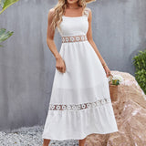 woman in white dress with lace trim