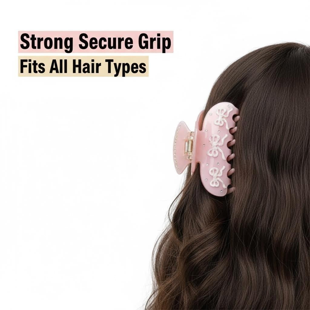 Pink Pixie Sweetheart hair clip with 3D bows and rhinestones - View 7 | Clistos