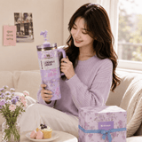 Stanley Lavender Bloom 40oz insulated tumbler with floral pattern and matching gift box - View 2 | Clistos