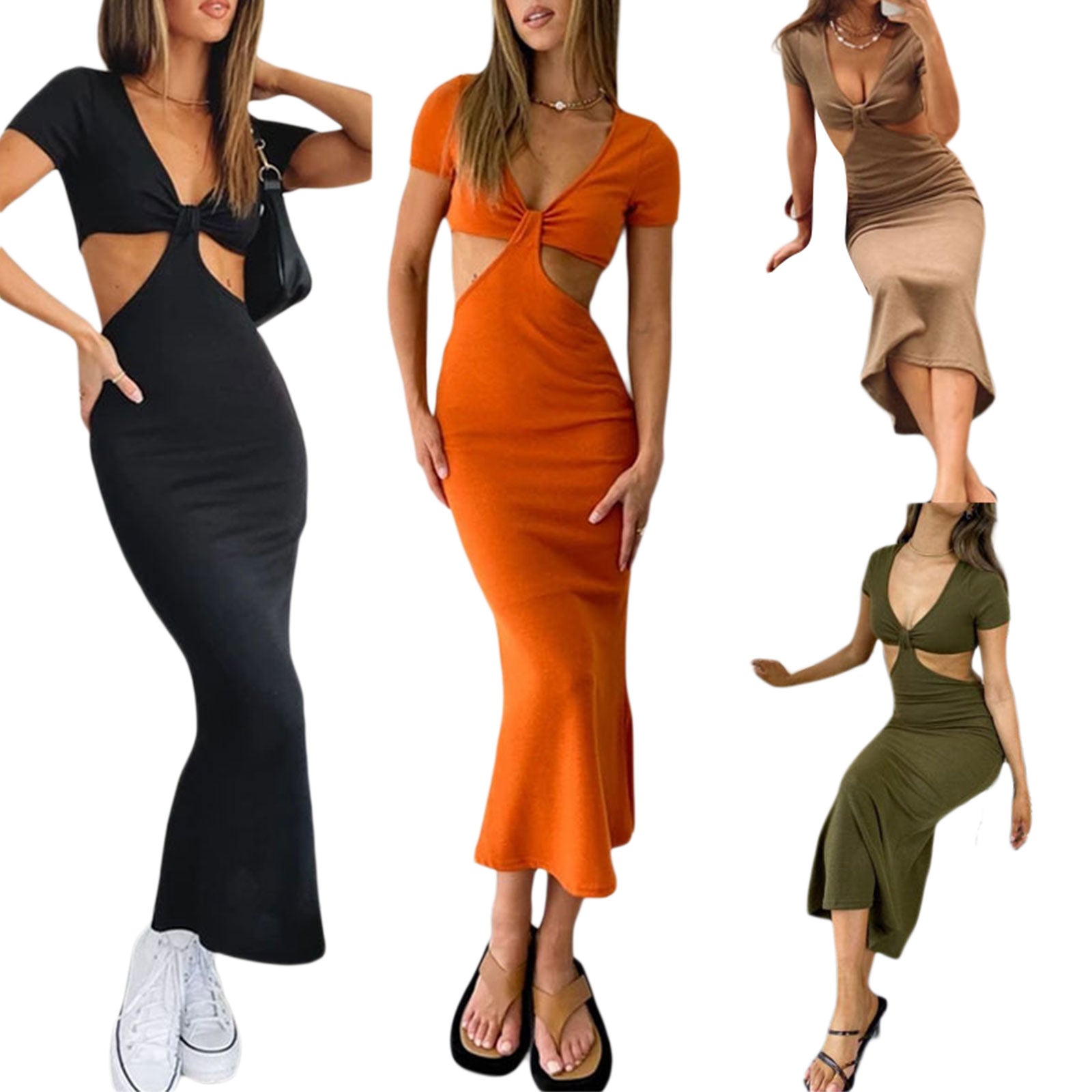 Clistos Bodycon Long Dress with Cut-Out Detail - View 6 | Clistos