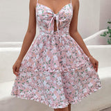 Floral print cut out cami dress - View 6 | Clistos