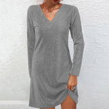 Clistos V-Neck Long Sleeve Sequin Mini Dress - View 10 | Clistos