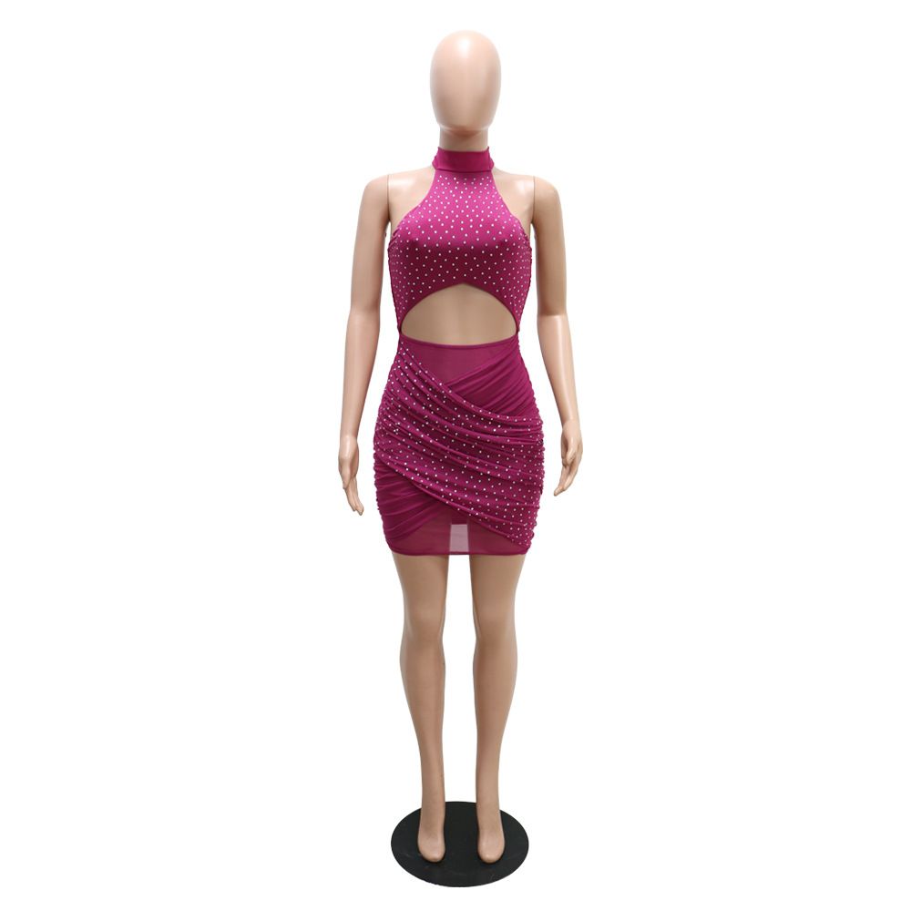 Clistos Glitter Halter Lace Up Mini Dress - View 6 | Clistos