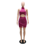 Clistos Glitter Halter Lace Up Mini Dress - View 6 | Clistos