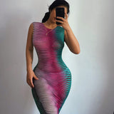 Sheer Knit Mock Neck Bodycon Mini Dress - View 9 | Clistos