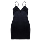Clistos ruched satin spaghetti strap party mini dress - View 6 | Clistos