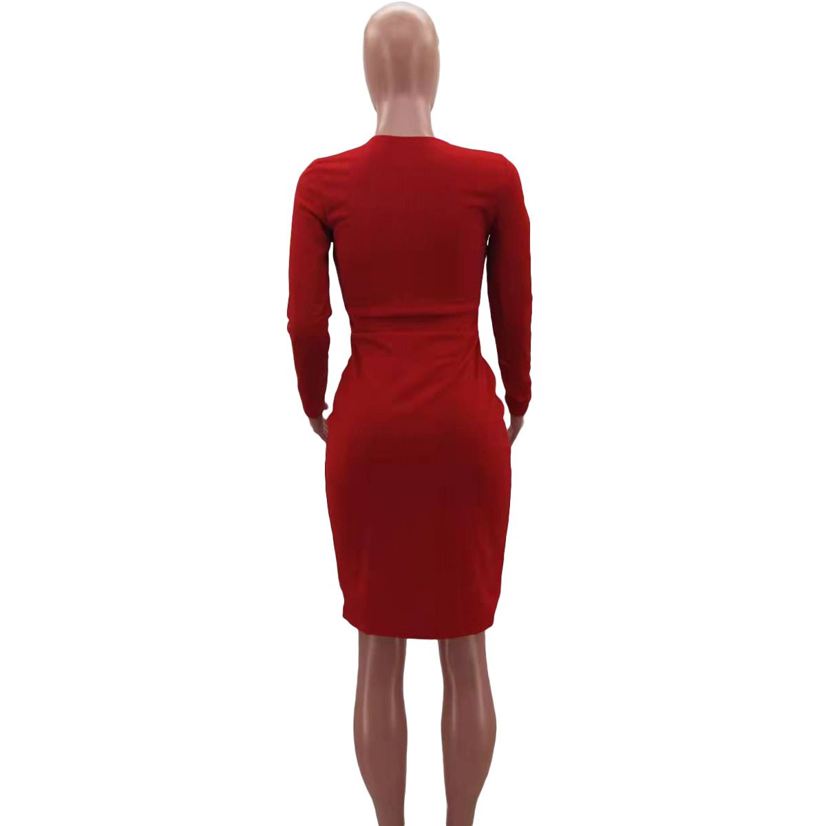 Clistos Black Rivet V-Neck Ribbed Bodycon Midi Dress - View 6 | Clistos