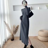 Clistos Ribbed Knit Mock Neck Long Sleeve Bodycon Dress - View 8 | Clistos