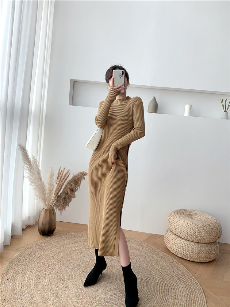 Clistos Ribbed Knit Mock Neck Long Sleeve Bodycon Dress - View 9 | Clistos