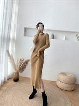 Clistos Ribbed Knit Mock Neck Long Sleeve Bodycon Dress - View 9 | Clistos