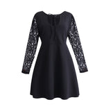 black dress with lace sleeves