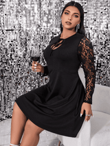 Lace Sleeve Keyhole Midi Dress - View 6 | Clistos