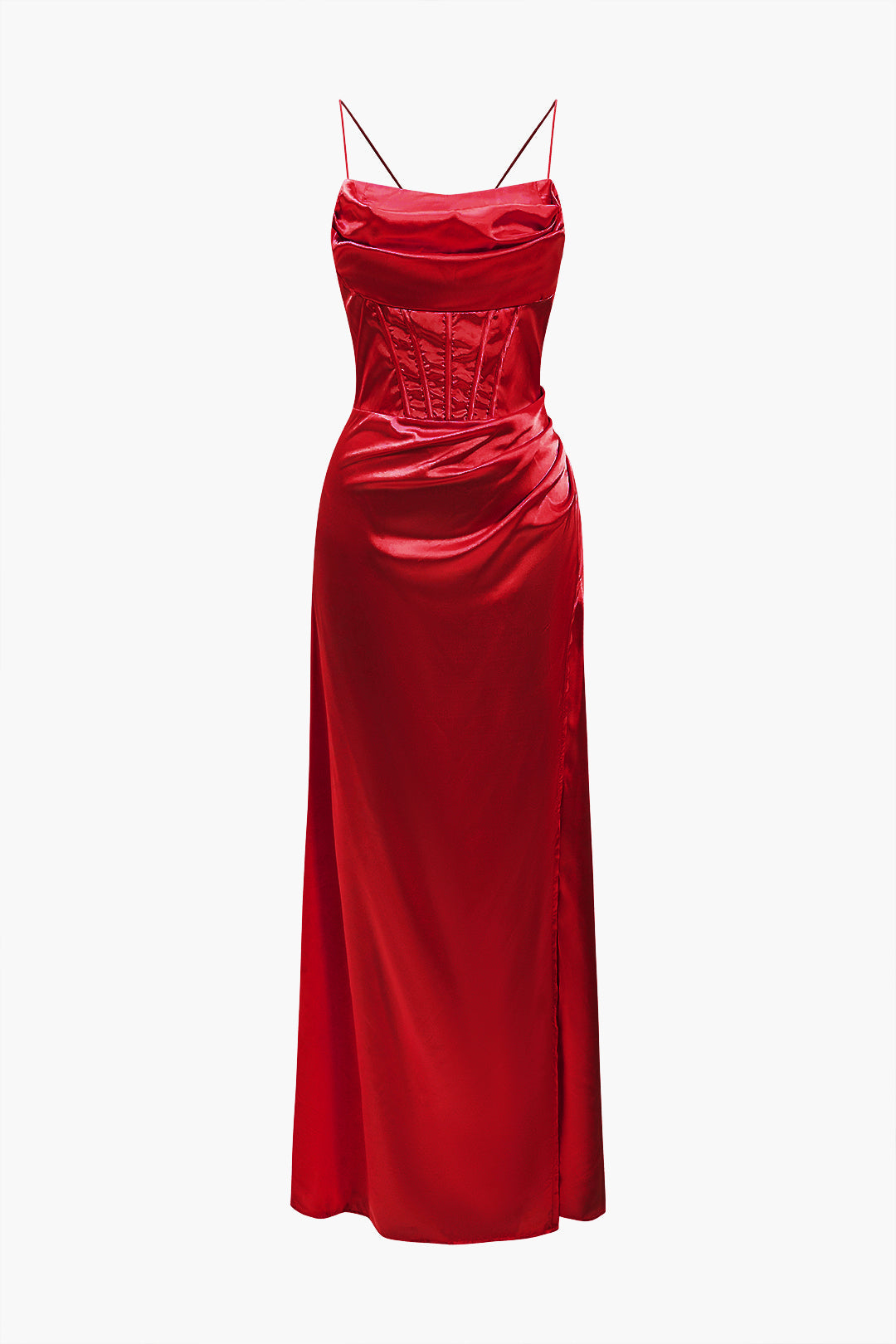 Clistos Corset Cowl Neck High Slit Maxi Dress - View 25 | Clistos