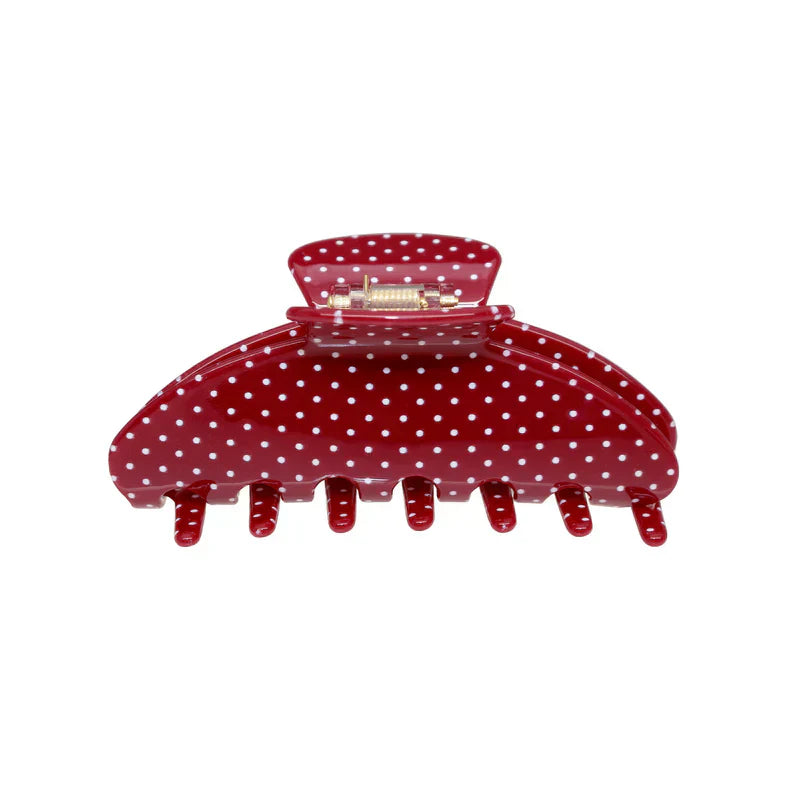 red polka dot claw clip
