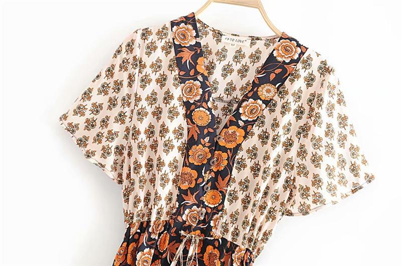 Bohemian Floral Batwing Maxi Dress - View 6 | Clistos