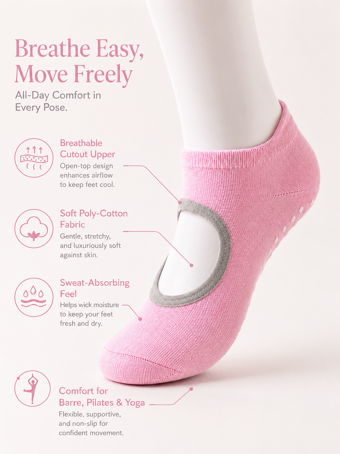 BloomGrip Non Slip Pilates Socks for Women