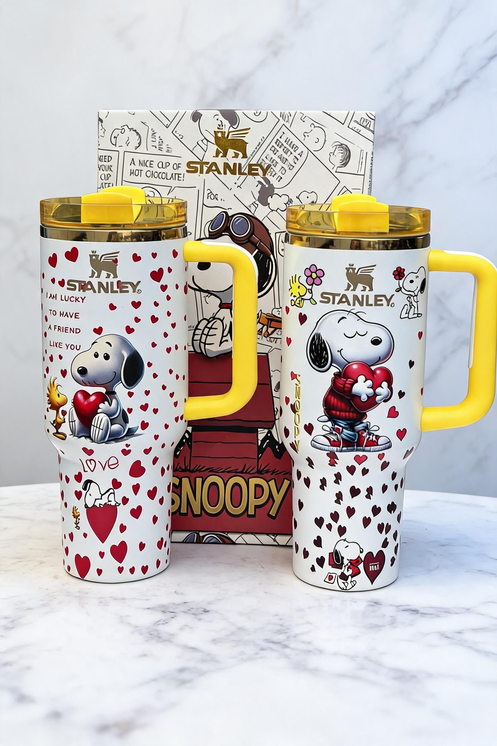 Snoopy Love Sip 40oz Insulated Tumbler Set with Handle redesigned product image