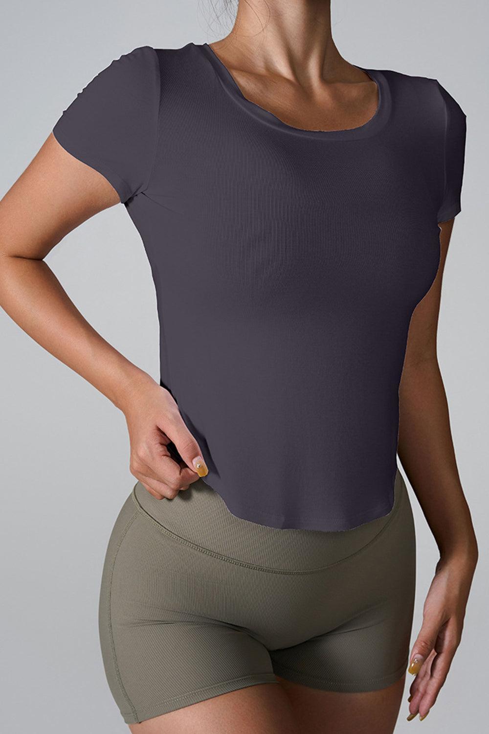 Cutout Ribbed Knit Cropped T-Shirt - View 10 | Clistos