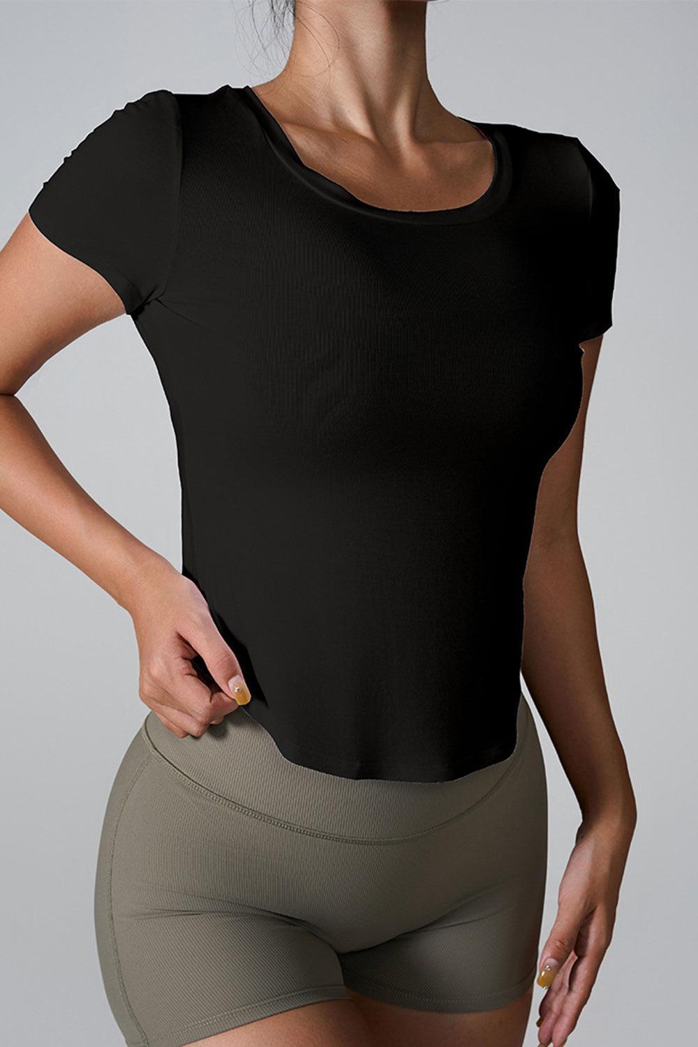 Cutout Ribbed Knit Cropped T-Shirt - View 6 | Clistos