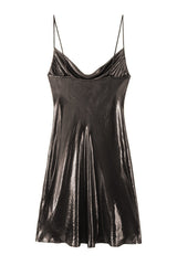 Cowl Neck Metallic Slip Mini Dress - View 7 | Clistos
