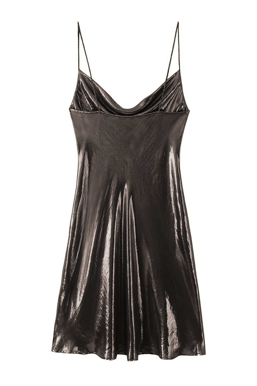 Cowl Neck Metallic Slip Mini Dress - View 7 | Clistos