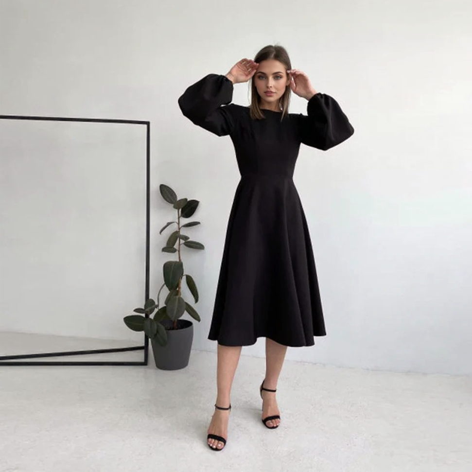Clistos elegant backless midi dress with bishop sleeves - View 6 | Clistos
