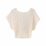 back view of a cream twisted crop top