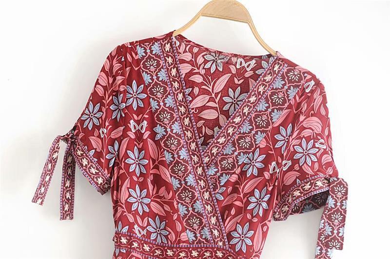 Boho Floral Wrap Midi Dress - View 11 | Clistos