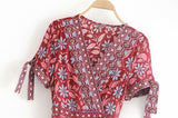 Boho Floral Wrap Midi Dress - View 11 | Clistos