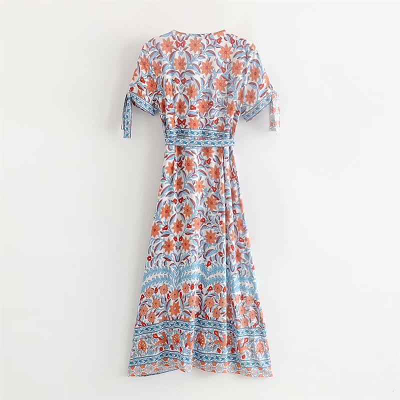 Boho Floral Wrap Midi Dress - View 12 | Clistos