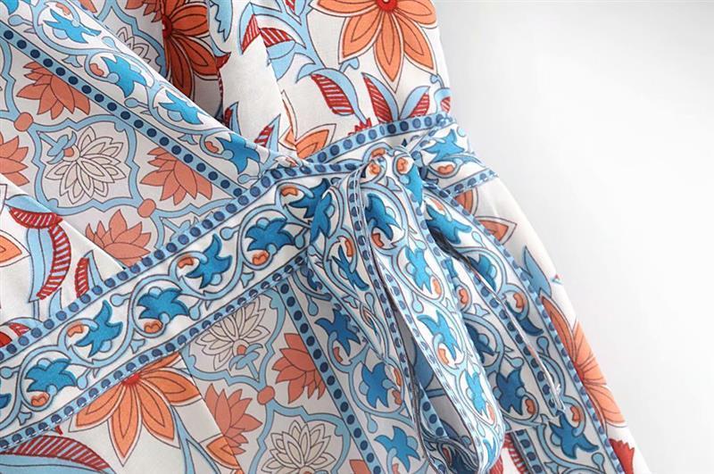 Boho Floral Wrap Midi Dress - View 13 | Clistos