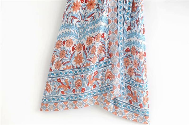 Boho Floral Wrap Midi Dress - View 14 | Clistos