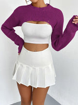 Cut-Out Cropped Knit Sweater - View 10 | Clistos