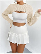Cut-Out Cropped Knit Sweater - View 18 | Clistos