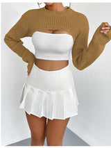 Cut-Out Cropped Knit Sweater - View 19 | Clistos