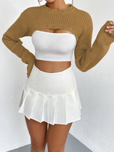 Cut-Out Cropped Knit Sweater - View 7 | Clistos