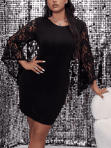 Black lace sleeve mini party dress - View 11 | Clistos