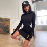 Clistos Ribbed Knit Hooded Mini Dress - View 6 | Clistos